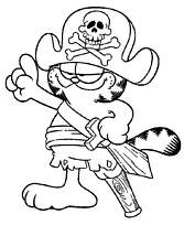 coloriage garfield capitaine pirate
